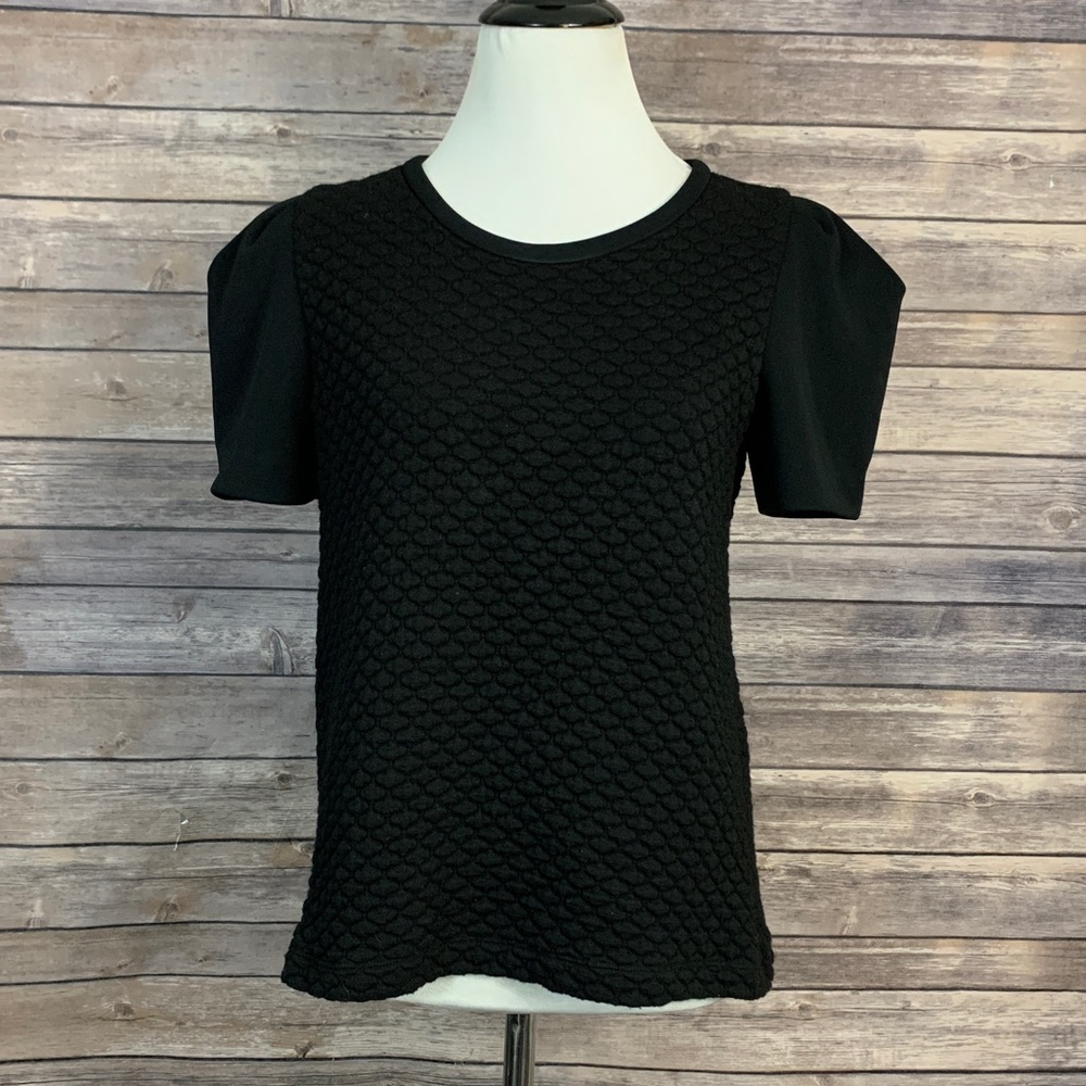 Sandro Puff Sleeve Black Top